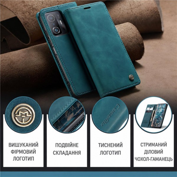 Чохол-книжка CaseMe Нубук для Xiaomi 11T/Pro бірюзовий