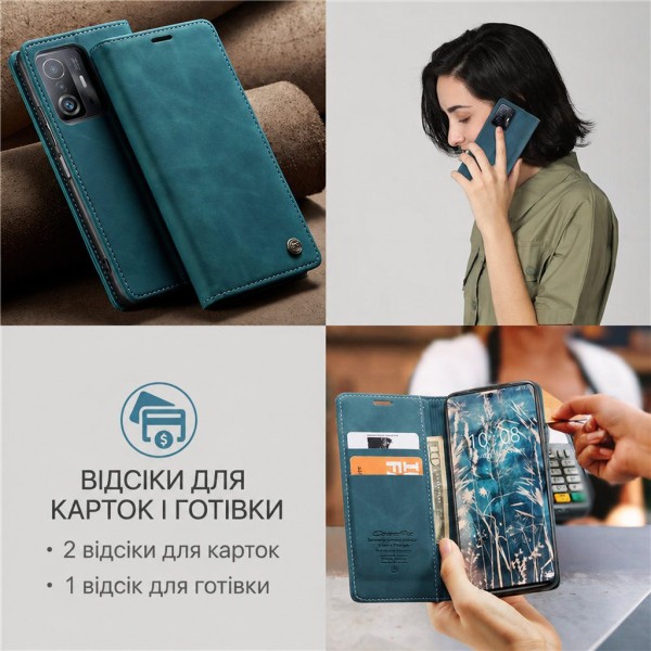 Чохол-книжка CaseMe Нубук для Xiaomi 11T/Pro бірюзовий
