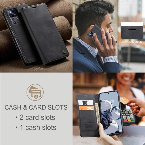 Чохол-книжка CaseMe Нубук для Xiaomi 12T Pro чорний