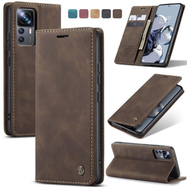 Чохол-книжка CaseMe Нубук для Xiaomi 12T Pro темно-коричневий