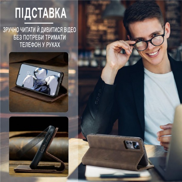 Чохол-книжка CaseMe Нубук для Xiaomi 12T темно-коричневий