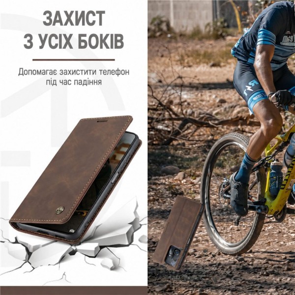 Чохол-книжка CaseMe Нубук для Xiaomi 12T темно-коричневий