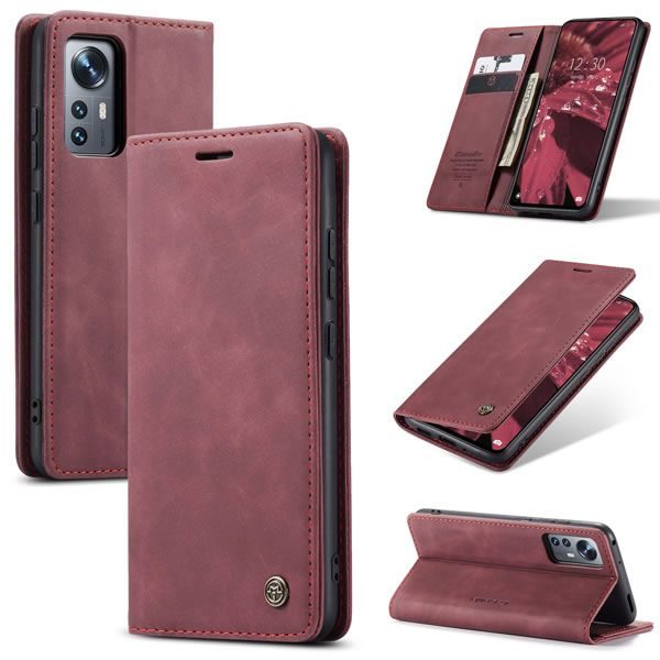Чохол-книжка CaseMe Нубук для Xiaomi 12X бордовий