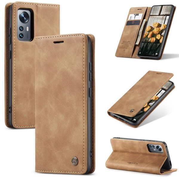 Чохол-книжка CaseMe Нубук для Xiaomi 12X світло-коричневий
