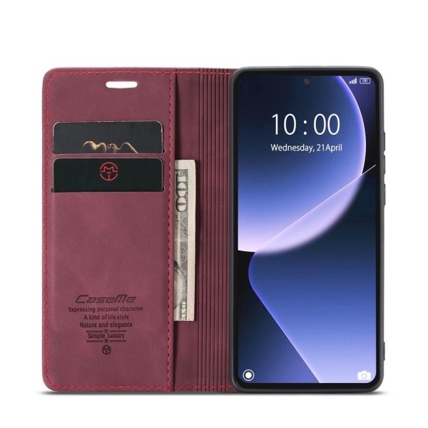 Чохол-книжка CaseMe Нубук для Xiaomi 13T/Pro бордовий