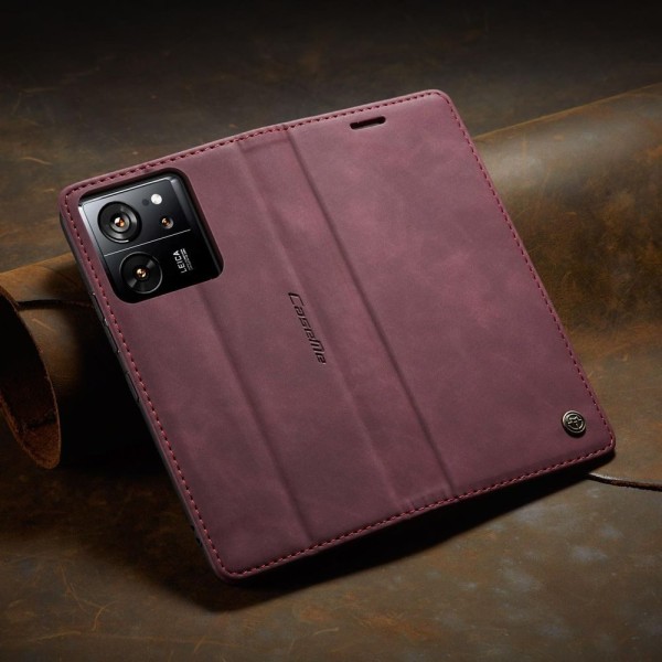 Чохол-книжка CaseMe Нубук для Xiaomi 13T/Pro бордовий