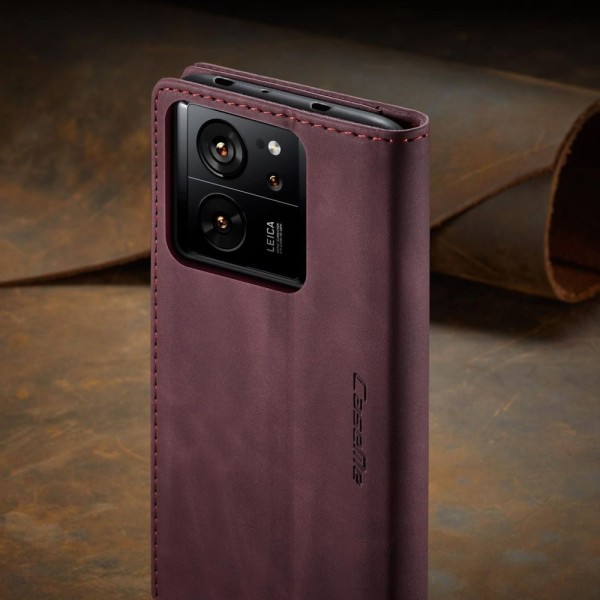 Чохол-книжка CaseMe Нубук для Xiaomi 13T/Pro бордовий