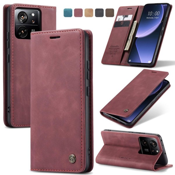Чохол-книжка CaseMe Нубук для Xiaomi 13T/Pro бордовий