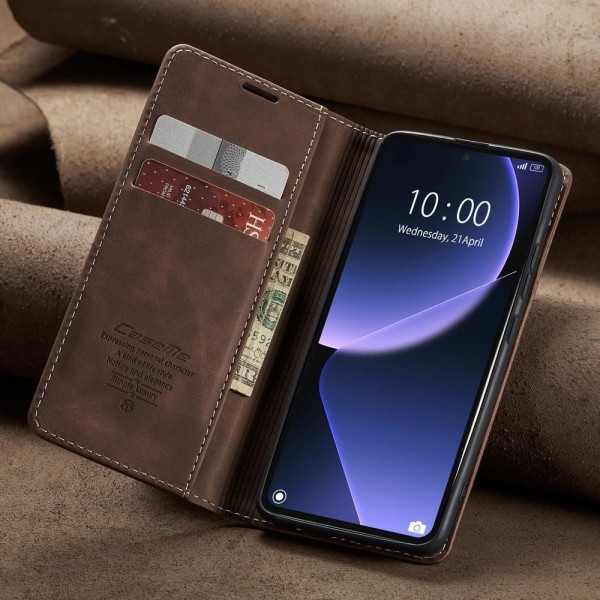 Чохол-книжка CaseMe Нубук для Xiaomi 13T/Pro темно-коричневий