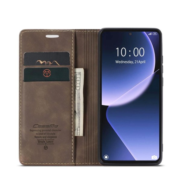 Чохол-книжка CaseMe Нубук для Xiaomi 13T/Pro темно-коричневий