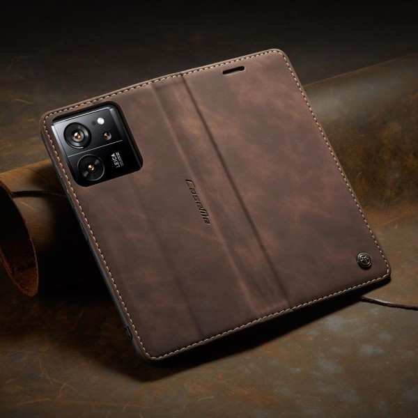 Чохол-книжка CaseMe Нубук для Xiaomi 13T/Pro темно-коричневий