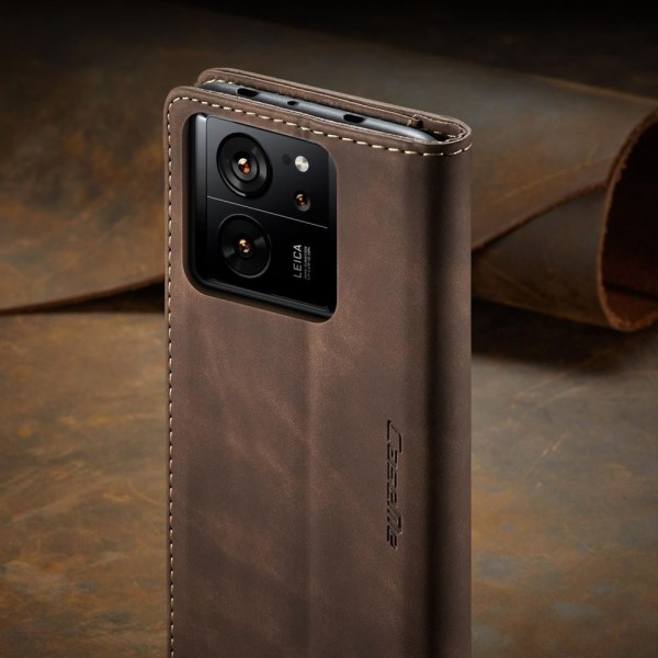 Чохол-книжка CaseMe Нубук для Xiaomi 13T/Pro темно-коричневий