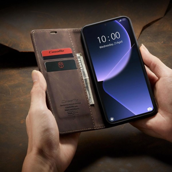Чохол-книжка CaseMe Нубук для Xiaomi 13T/Pro темно-коричневий