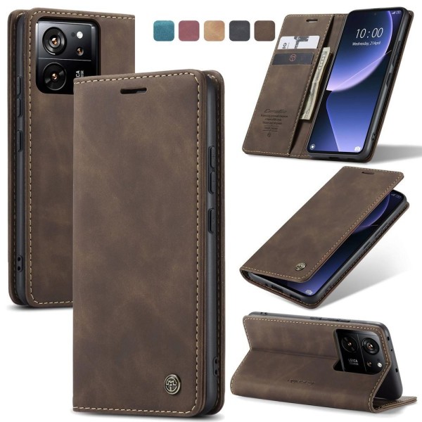 Чохол-книжка CaseMe Нубук для Xiaomi 13T/Pro темно-коричневий