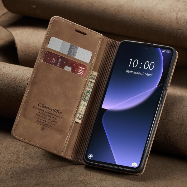 Чохол-книжка CaseMe Нубук для Xiaomi 13T/Pro світло-коричневий