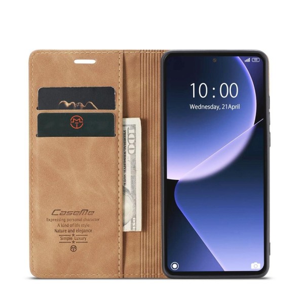 Чохол-книжка CaseMe Нубук для Xiaomi 13T/Pro світло-коричневий
