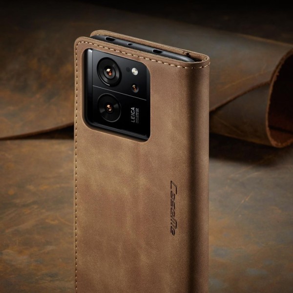 Чохол-книжка CaseMe Нубук для Xiaomi 13T/Pro світло-коричневий
