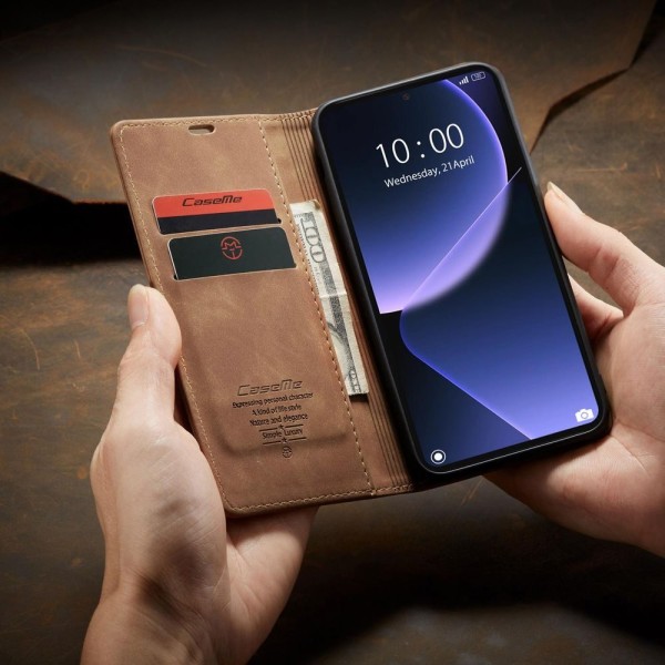 Чохол-книжка CaseMe Нубук для Xiaomi 13T/Pro світло-коричневий
