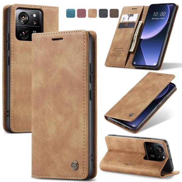 Чохол-книжка CaseMe Нубук для Xiaomi 13T/Pro світло-коричневий