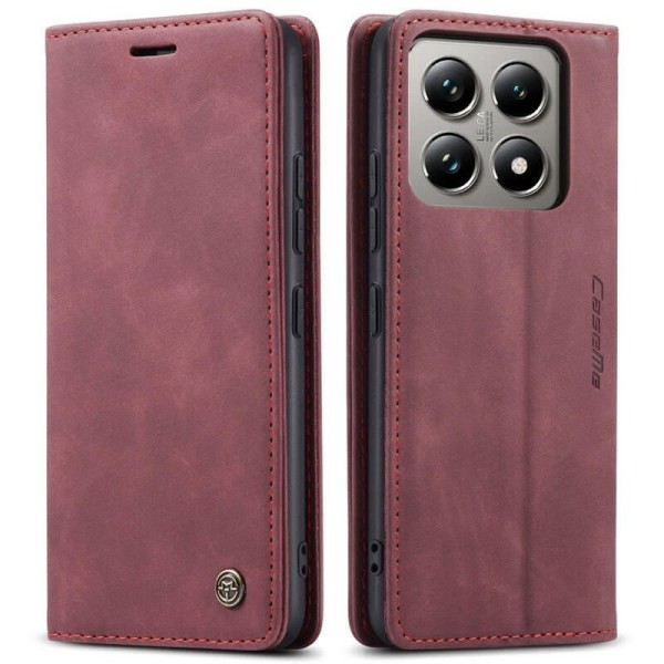 Чохол-книжка CaseMe Нубук для Xiaomi 14T Pro бордовий