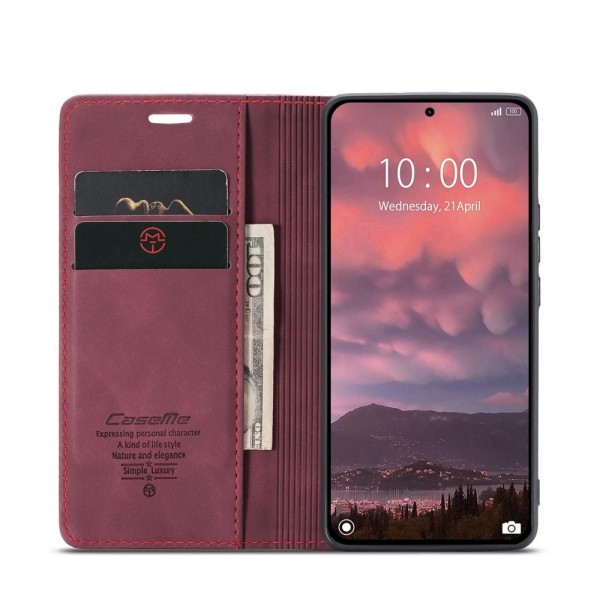 Чохол-книжка CaseMe Нубук для Xiaomi 14T Pro бордовий