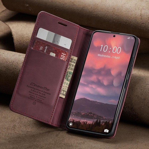 Чохол-книжка CaseMe Нубук для Xiaomi 14T Pro бордовий