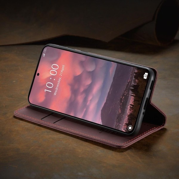 Чохол-книжка CaseMe Нубук для Xiaomi 14T Pro бордовий