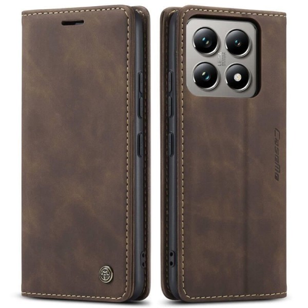 Чохол-книжка CaseMe Нубук для Xiaomi 14T Pro темно-коричневий