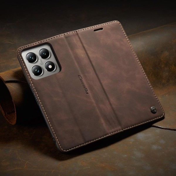 Чохол-книжка CaseMe Нубук для Xiaomi 14T Pro темно-коричневий