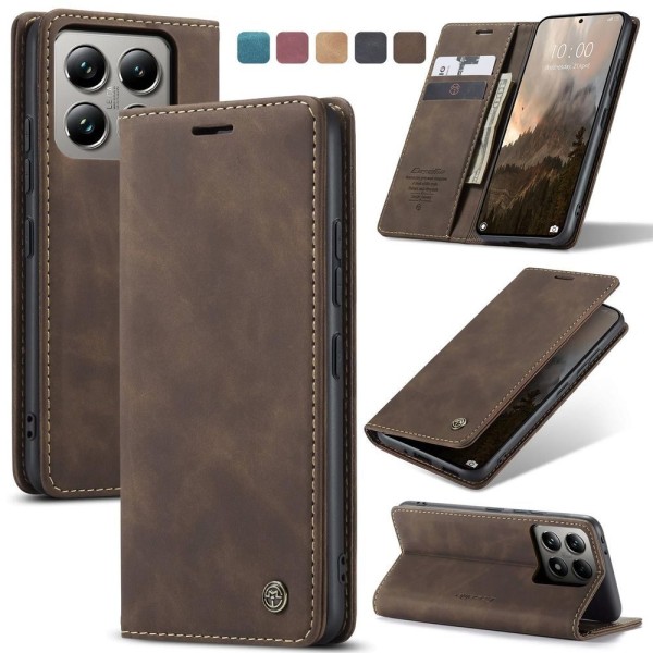 Чохол-книжка CaseMe Нубук для Xiaomi 14T Pro темно-коричневий