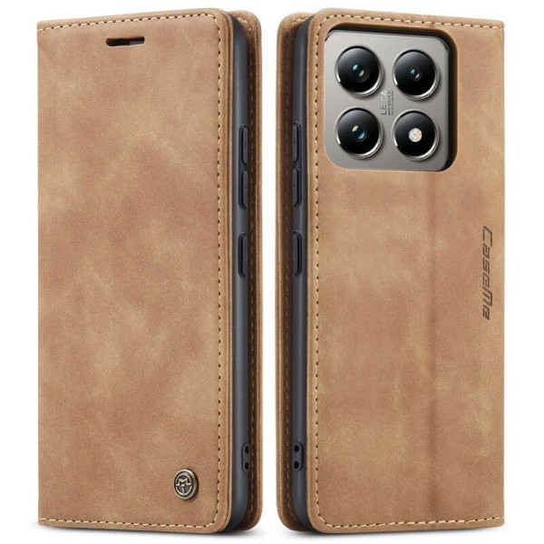 Чохол-книжка CaseMe Нубук для Xiaomi 14T Pro світло-коричневий