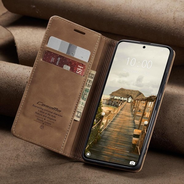 Чохол-книжка CaseMe Нубук для Xiaomi 14T Pro світло-коричневий