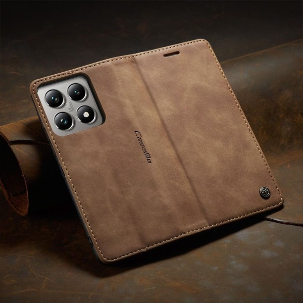 Чохол-книжка CaseMe Нубук для Xiaomi 14T Pro світло-коричневий