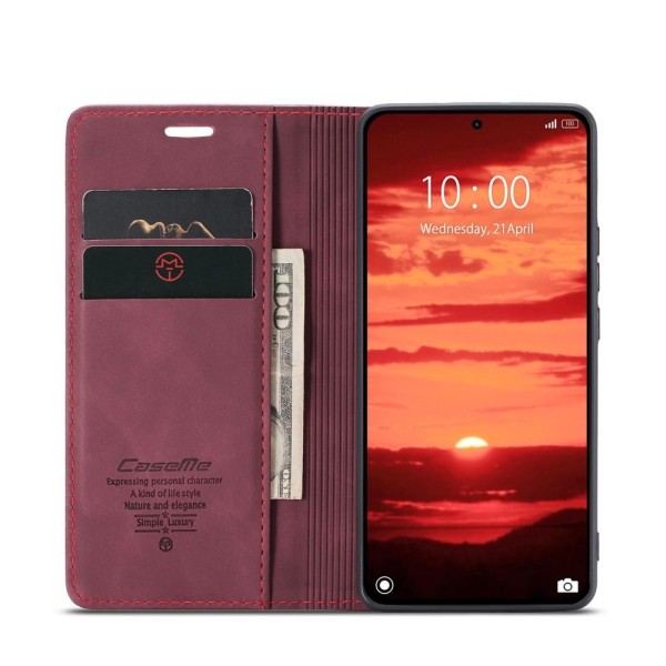 Чохол-книжка CaseMe Нубук для Xiaomi 14T бордовий