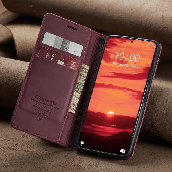 Чохол-книжка CaseMe Нубук для Xiaomi 14T бордовий