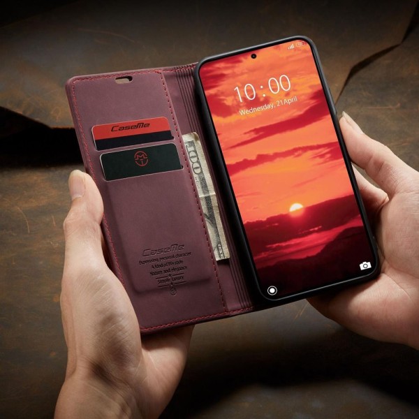 Чохол-книжка CaseMe Нубук для Xiaomi 14T бордовий