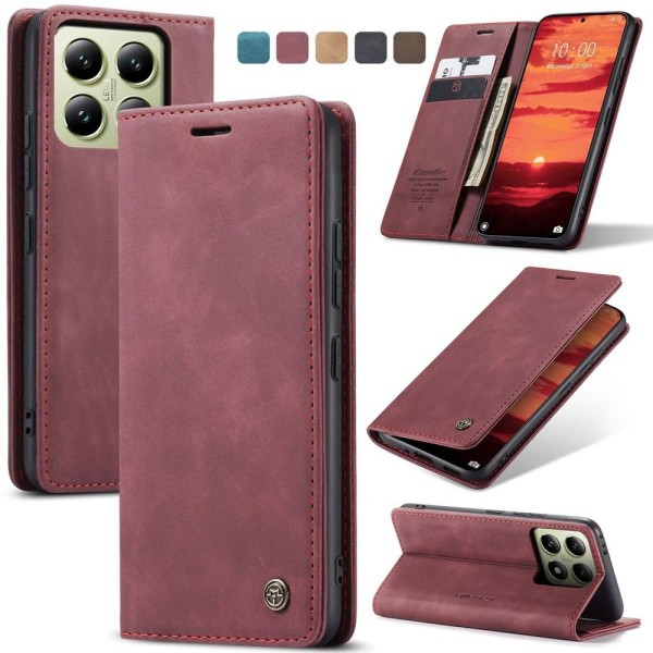 Чохол-книжка CaseMe Нубук для Xiaomi 14T бордовий