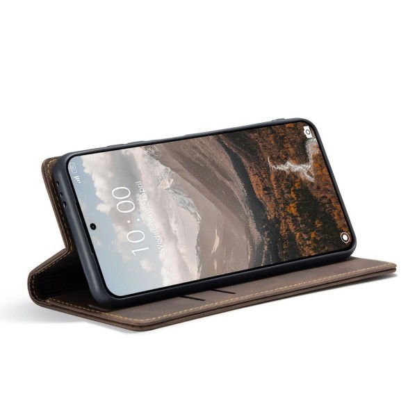 Чохол-книжка CaseMe Нубук для Xiaomi 14T темно-коричневий