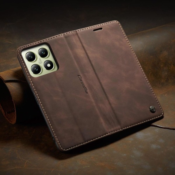Чохол-книжка CaseMe Нубук для Xiaomi 14T темно-коричневий
