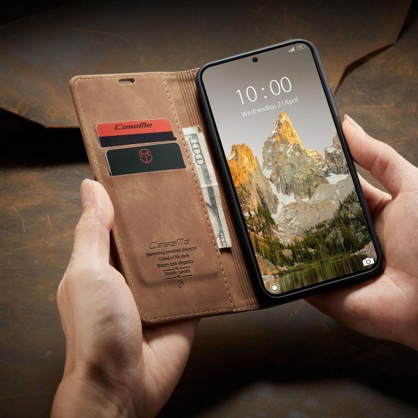 Чохол-книжка CaseMe Нубук для Xiaomi 14T світло-коричневий
