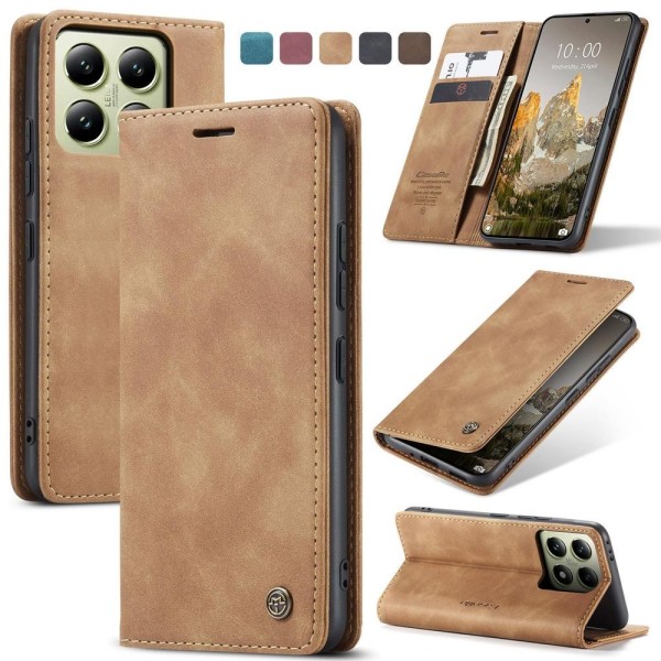Чохол-книжка CaseMe Нубук для Xiaomi 14T світло-коричневий