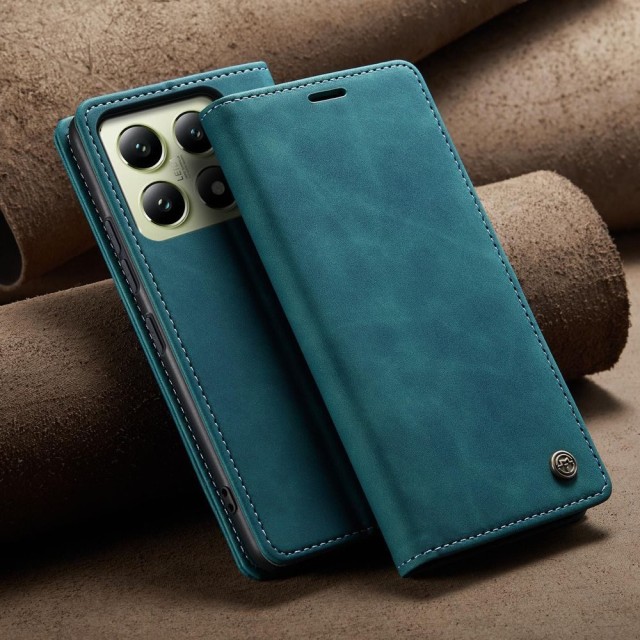 Чохол-книжка CaseMe Нубук для Xiaomi 14T бірюзовий