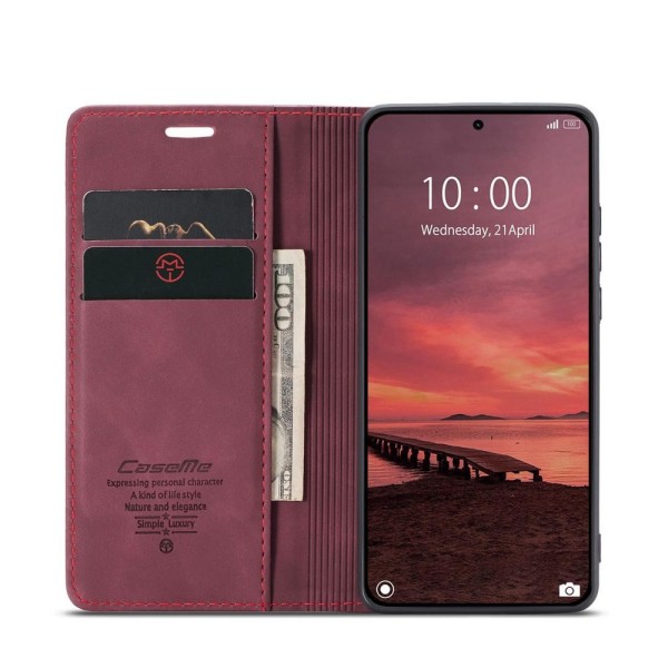 Чохол-книжка CaseMe Нубук для Xiaomi 15T Pro бордовий
