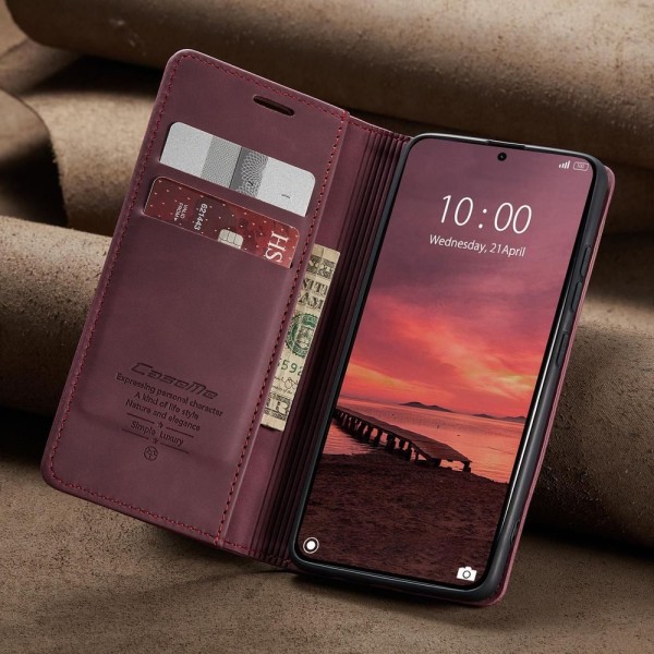 Чохол-книжка CaseMe Нубук для Xiaomi 15T Pro бордовий