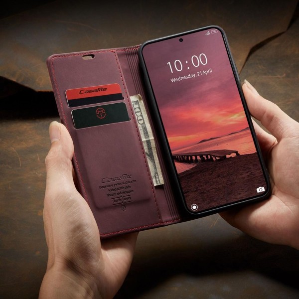 Чохол-книжка CaseMe Нубук для Xiaomi 15T Pro бордовий