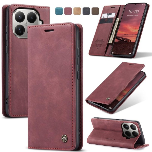 Чохол-книжка CaseMe Нубук для Xiaomi 15T Pro бордовий