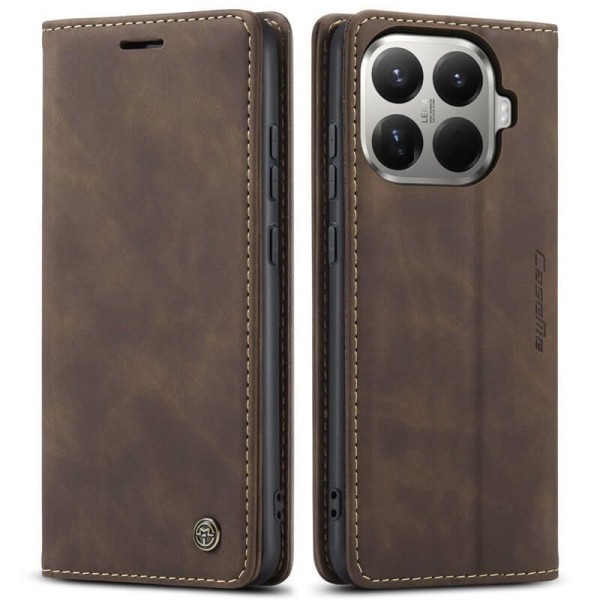 Чохол-книжка CaseMe Нубук для Xiaomi 15T Pro темно-коричневий