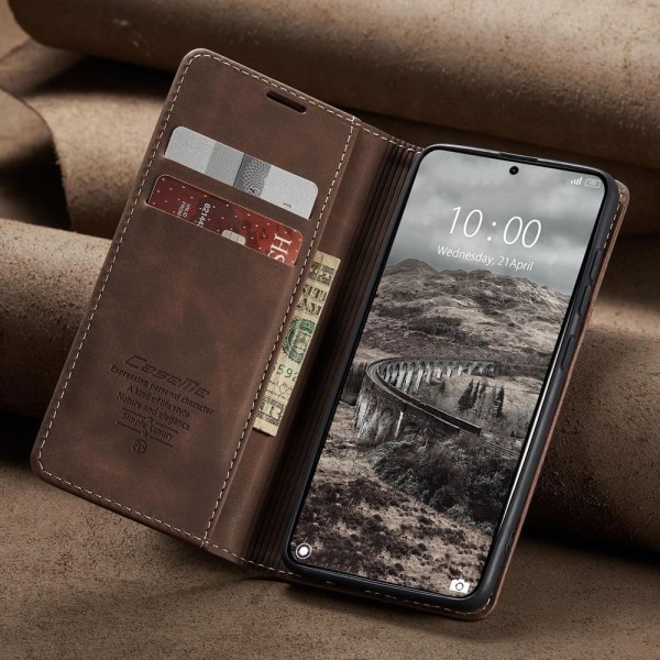 Чохол-книжка CaseMe Нубук для Xiaomi 15T Pro темно-коричневий