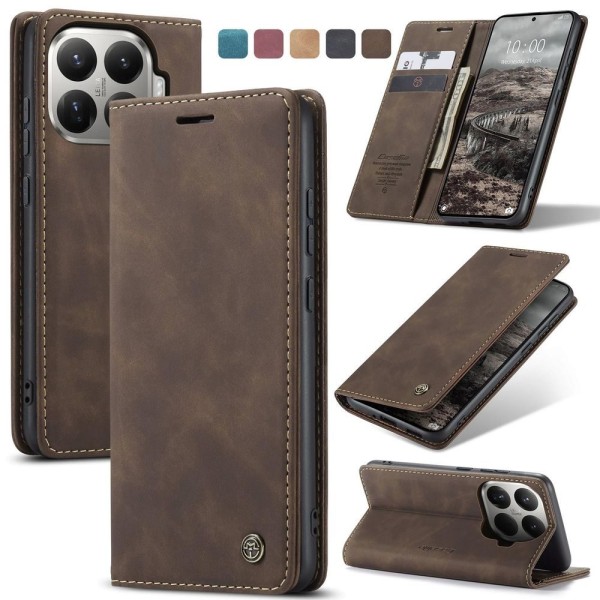 Чохол-книжка CaseMe Нубук для Xiaomi 15T Pro темно-коричневий