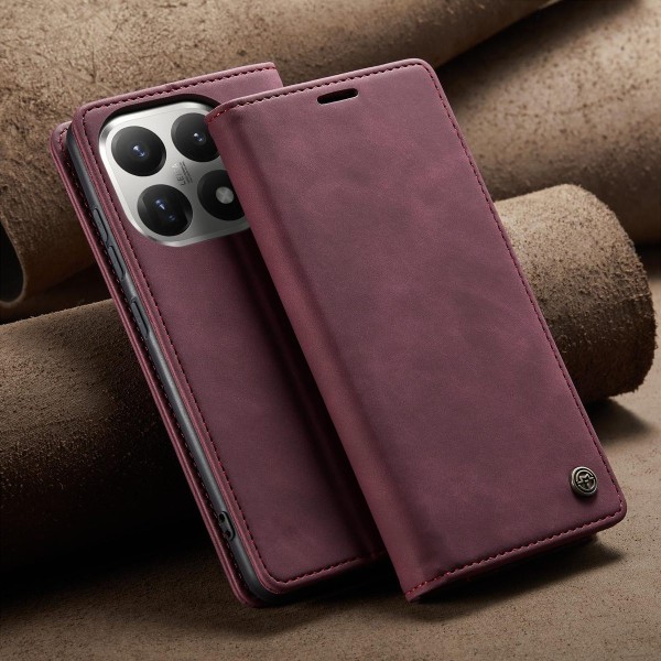 Чохол-книжка CaseMe Нубук для Xiaomi 15T бордовий